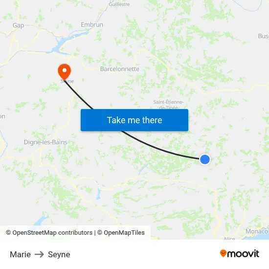 Marie to Seyne map