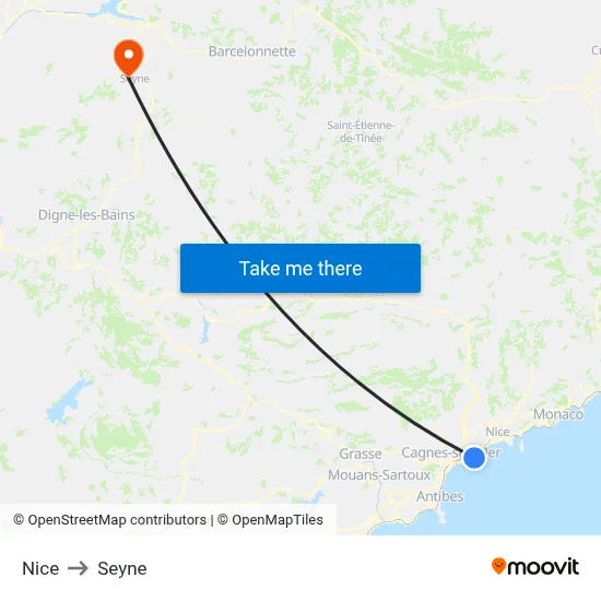 Nice to Seyne map