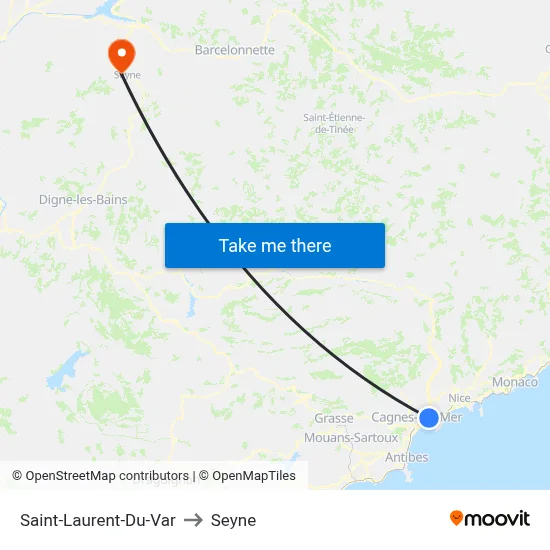 Saint-Laurent-Du-Var to Seyne map