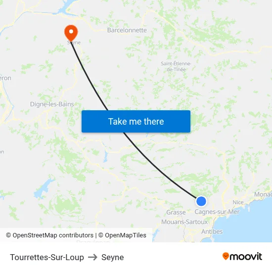 Tourrettes-Sur-Loup to Seyne map