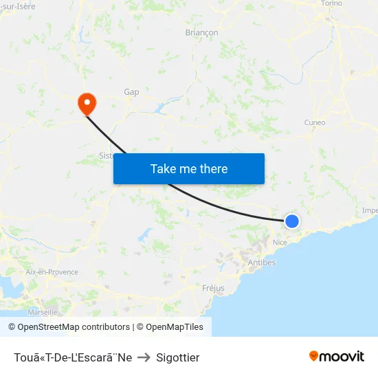 Touã«T-De-L'Escarã¨Ne to Sigottier map