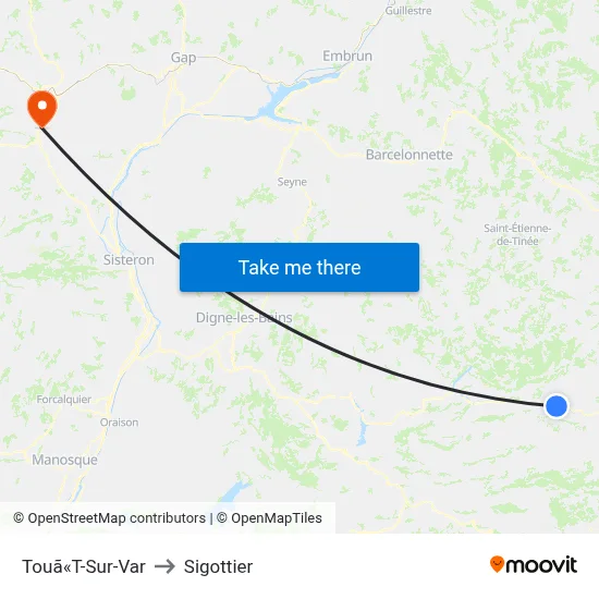 Touã«T-Sur-Var to Sigottier map