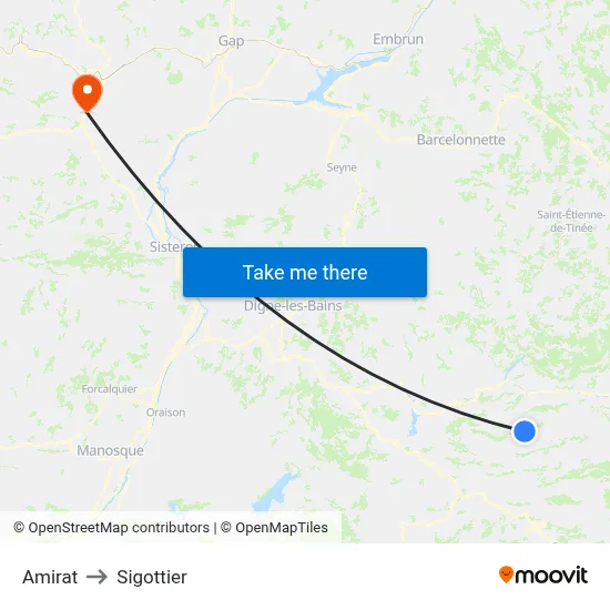 Amirat to Sigottier map