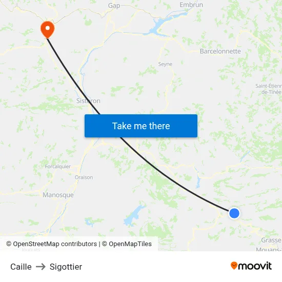 Caille to Sigottier map