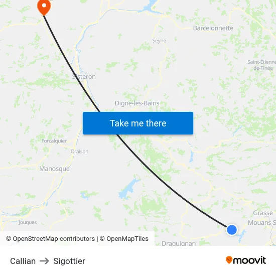Callian to Sigottier map