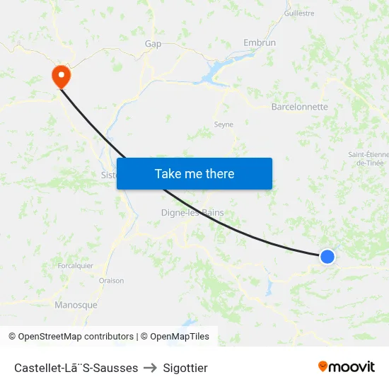 Castellet-Lã¨S-Sausses to Sigottier map