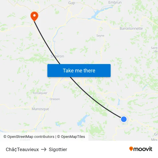 Chã¢Teauvieux to Sigottier map