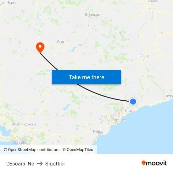 L'Escarã¨Ne to Sigottier map
