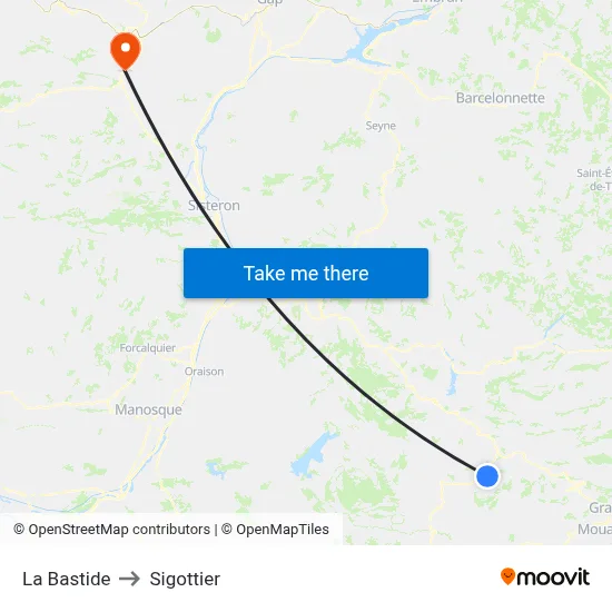 La Bastide to Sigottier map