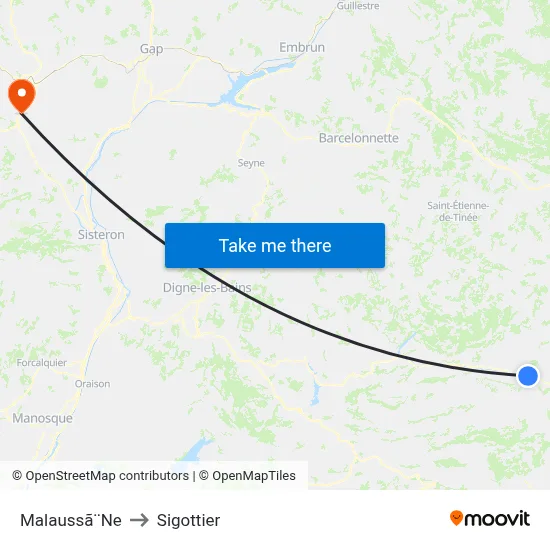Malaussã¨Ne to Sigottier map
