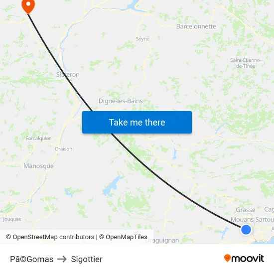 Pã©Gomas to Sigottier map