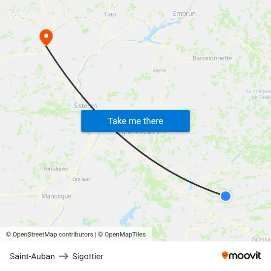 Saint-Auban to Sigottier map