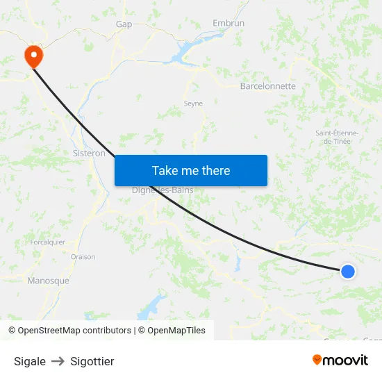 Sigale to Sigottier map