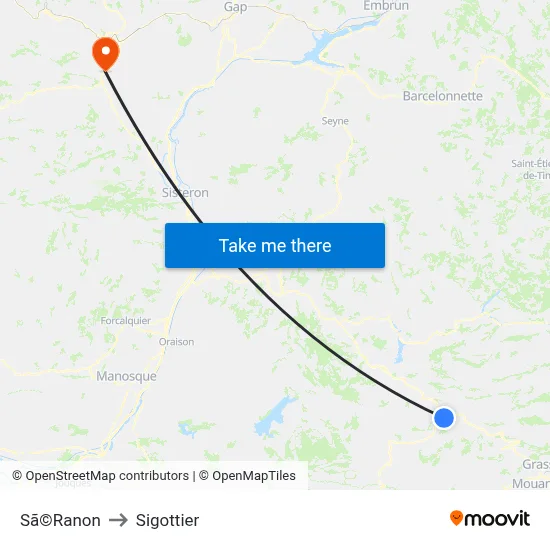 Sã©Ranon to Sigottier map