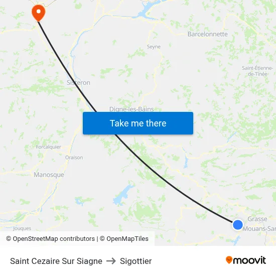Saint Cezaire Sur Siagne to Sigottier map