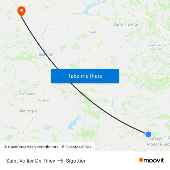 Saint Vallier De Thiey to Sigottier map