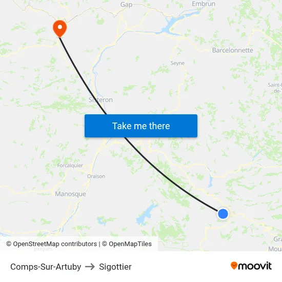 Comps-Sur-Artuby to Sigottier map