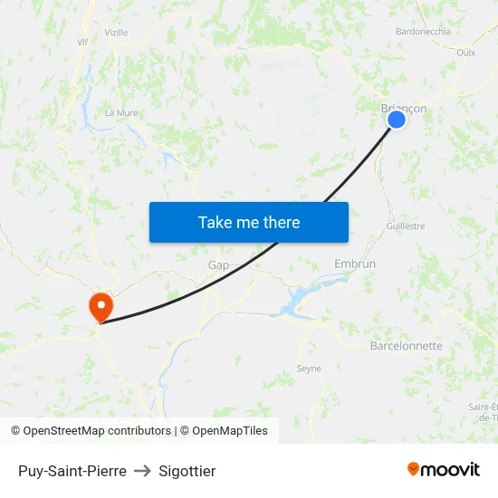 Puy-Saint-Pierre to Sigottier map