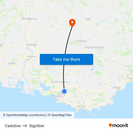 Cadolive to Sigottier map