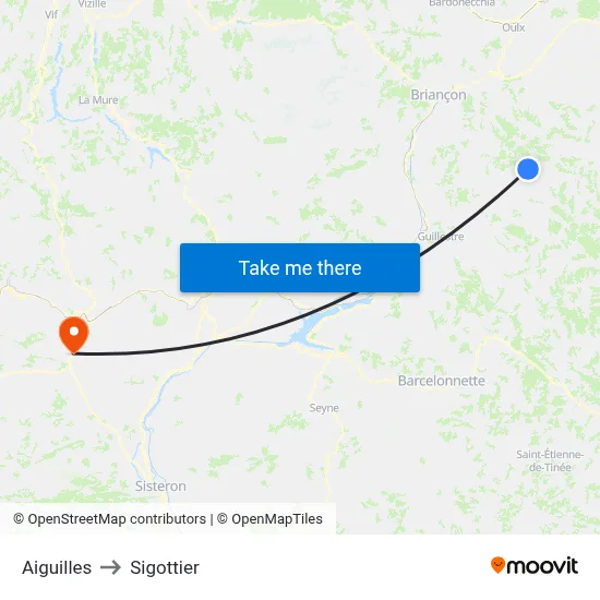 Aiguilles to Sigottier map