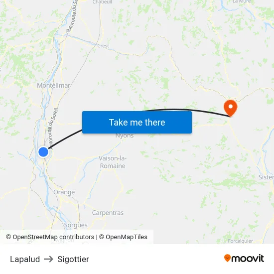 Lapalud to Sigottier map