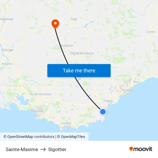 Sainte-Maxime to Sigottier map