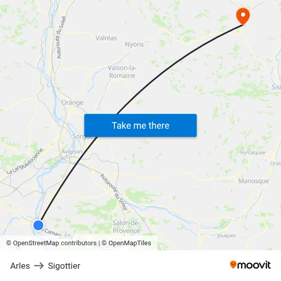 Arles to Sigottier map