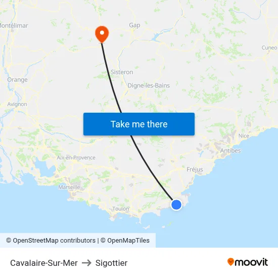 Cavalaire-Sur-Mer to Sigottier map