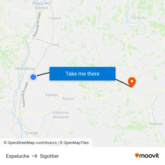 Espeluche to Sigottier map
