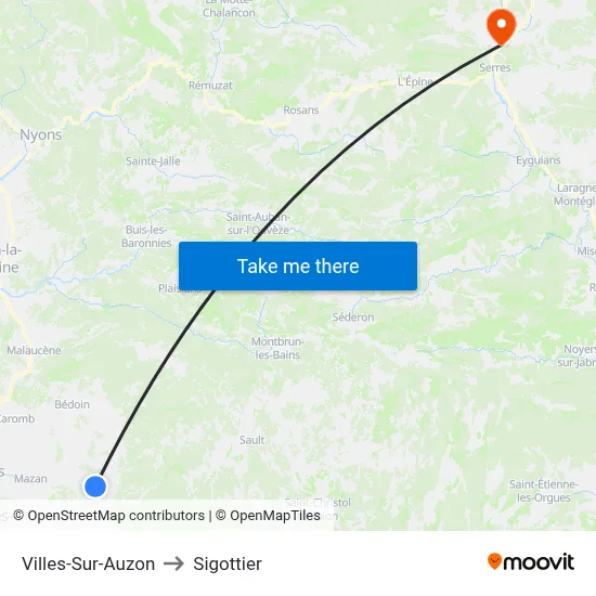 Villes-Sur-Auzon to Sigottier map