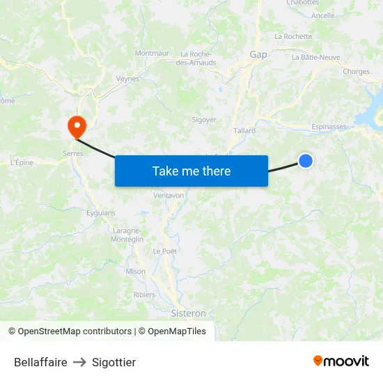 Bellaffaire to Sigottier map