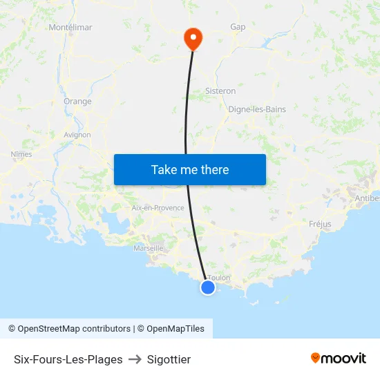 Six-Fours-Les-Plages to Sigottier map