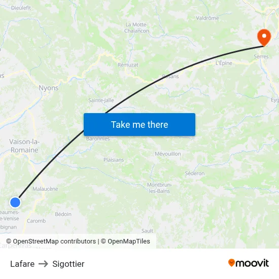 Lafare to Sigottier map