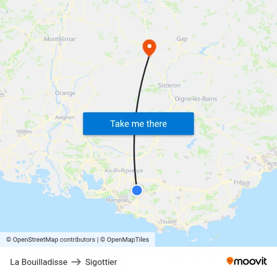 La Bouilladisse to Sigottier map