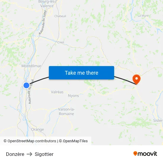 Donzère to Sigottier map