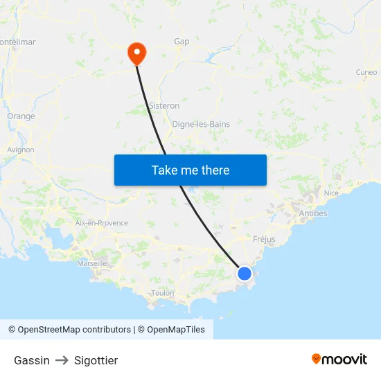 Gassin to Sigottier map