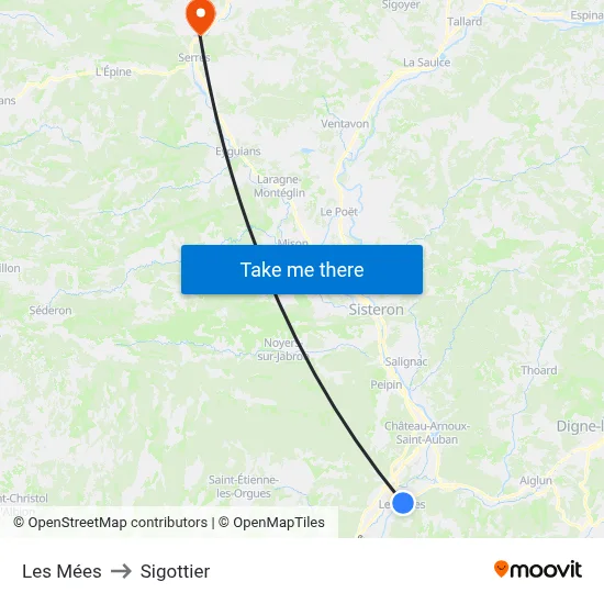 Les Mées to Sigottier map