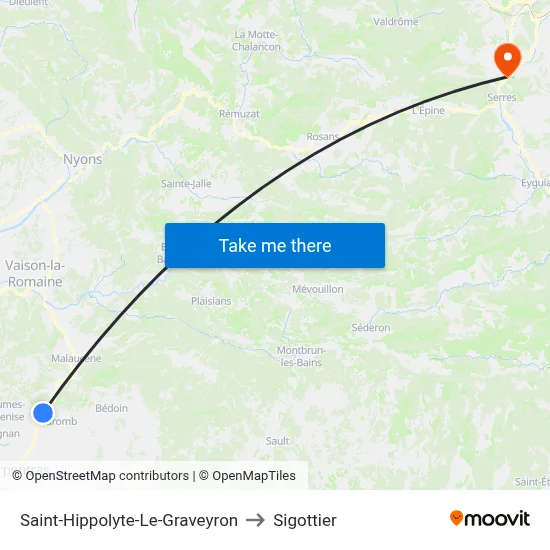 Saint-Hippolyte-Le-Graveyron to Sigottier map
