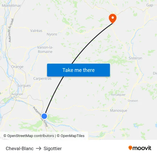 Cheval-Blanc to Sigottier map