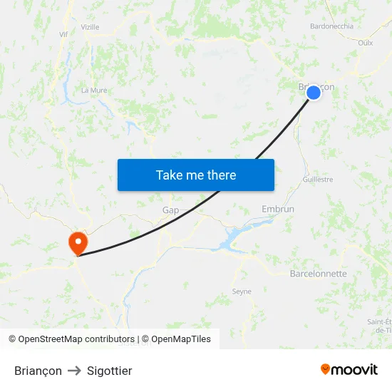 Briançon to Sigottier map