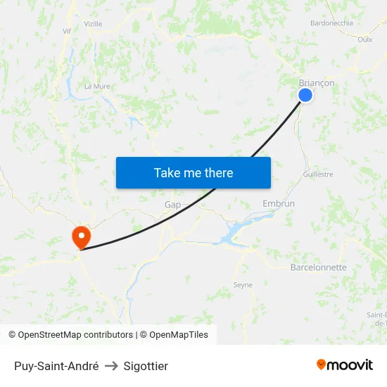Puy-Saint-André to Sigottier map