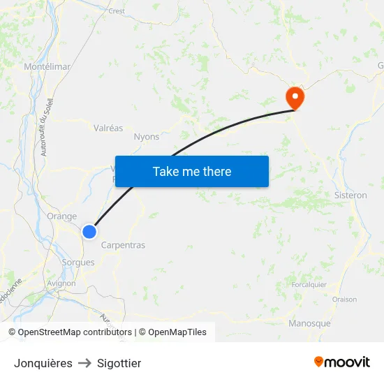 Jonquières to Sigottier map