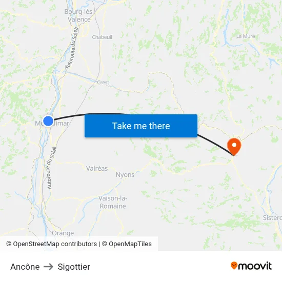Ancône to Sigottier map