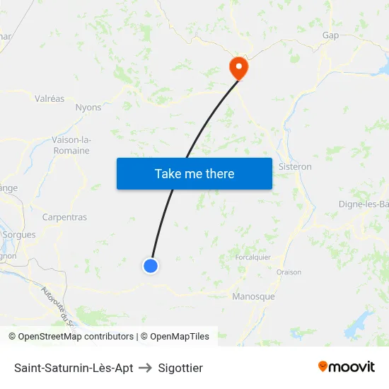 Saint-Saturnin-Lès-Apt to Sigottier map