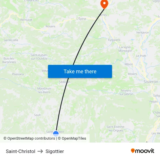 Saint-Christol to Sigottier map