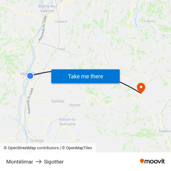 Montélimar to Sigottier map