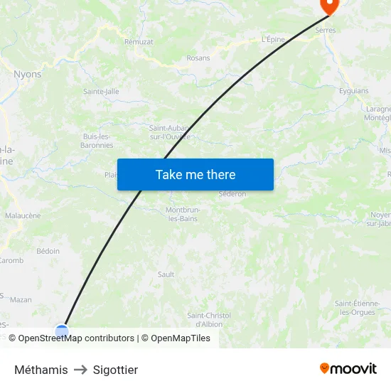 Méthamis to Sigottier map