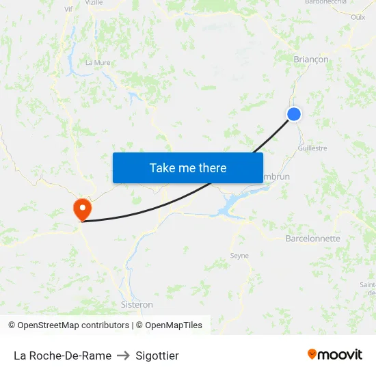 La Roche-De-Rame to Sigottier map