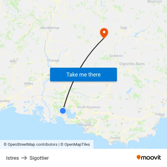 Istres to Sigottier map