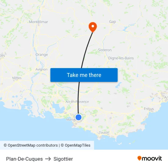 Plan-De-Cuques to Sigottier map